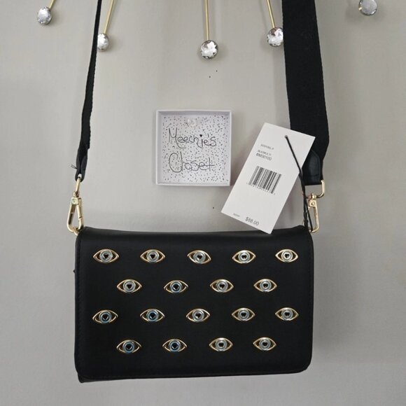 Betsey Johnson Crossbody Bag Purse with Evil Eye Studs - Picture 1 of 9